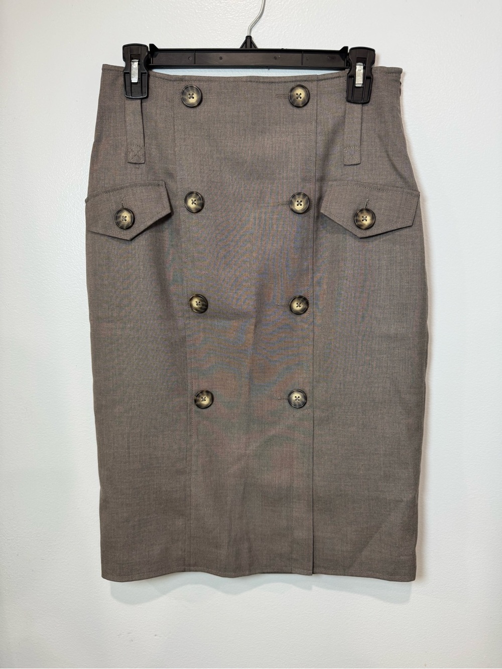 Worthington Petite Size 8 Taupe Double Breasted Belted Pencil Skirt - Picture 13 of 14